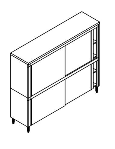 Overlay cabinet AISI 304 - Sliding doors - Height 200 cm