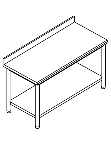 Tavolo con ripiano AISI 304 - Alzatina -  Profondità 80 cm