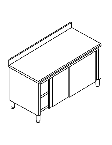 Cupboard table AISI 304 - Alzatina - Depth 60 cm