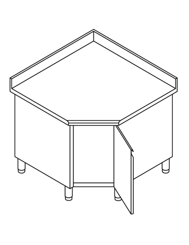 Cupboard table AISI 304 - Alzatina - Swing doors - cm 110 x 110 x 70 x 85/90 h