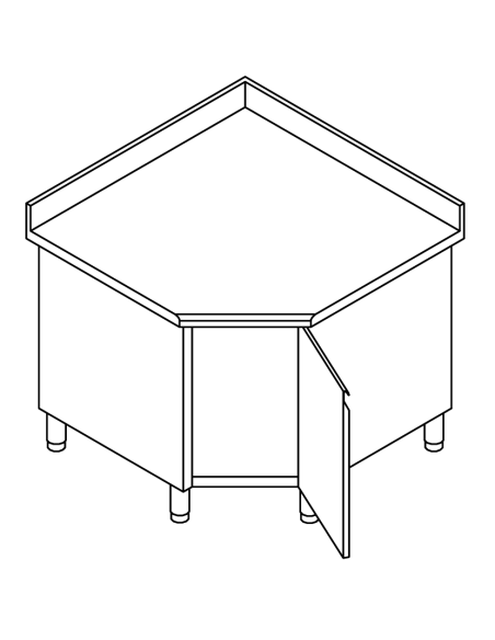 Cupboard table AISI 304 - Alzatina - Swing doors - cm 110 x 110 x 70 x 85/90 h