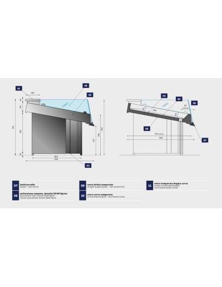 Banco refrigerato - Per pesce - Motore escluso - cm 218.8 x 116,8 x 90 h