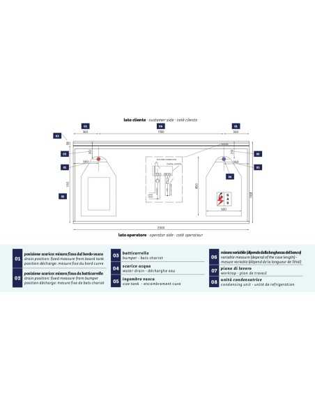 Banco refrigerato - Per pesce - Motore escluso - cm 93,8 x 116,8 x 90 h