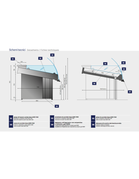Refrigerated counter - For fish - Motor excluded - cm 93,8 x 116,8 x 90 h