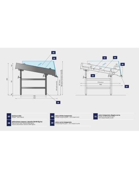 Refrigerated counter - For fish - Motor excluded - cm 187.5 x 116,8 x 90 h