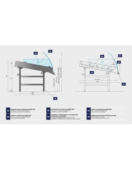 Refrigerated counter - For fish - Motor excluded - cm 218.8 x 116,8 x 90 h