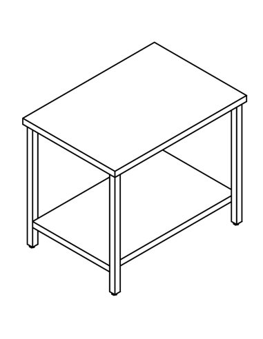 Tavolo con ripiano AISI 304 - Piano in polietilene - Profondità 100
