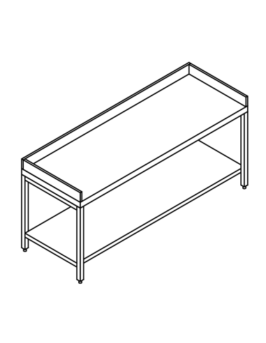 Table with shelf AISI 304 - Polyethylene top - 3 racks - Depth 100