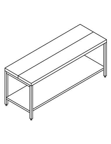 Table with shelf AISI 304 - 1/2nd floor polyethylene 1/2 steel - depth 100