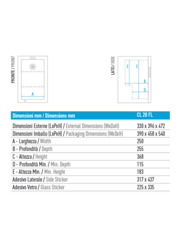 Refrigerator cabinet - Capacity 20 lt - cm 33 x...