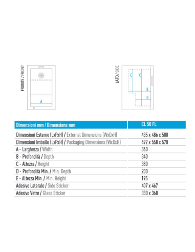 Armario refrigerado - Capacidad 50 lt - cm 43,5...