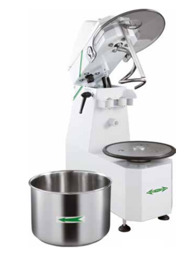 Spiral mixer - Capacity 38 kg/42 lt - cm 80 x 47.4 x 86.6/114.8 h