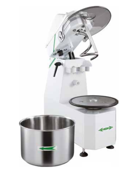 Mezclador espiral - Capacidad 38 kg/42 lt - cm 80 x 47,4 x 86,6/114,8 h