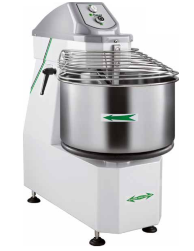 Impastatrice a spirale - Capacità 50 kg/ 62 lt - cm 92.7 x 52 x 107.4/139.3h