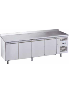 Tavolo refrigerato con 4 porte e alzatina - cm 223 x 70 x 85/95 h