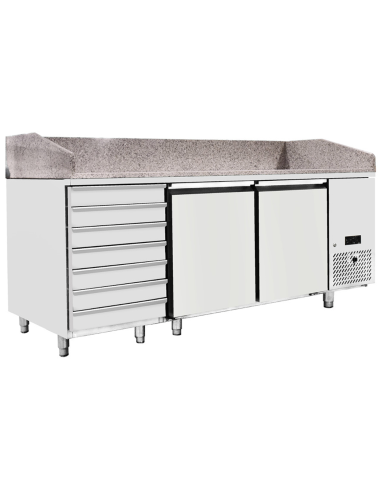 Refrigerated table - N. 2 doors - N. 7 drawers - cm 201 x 80 x 84 h