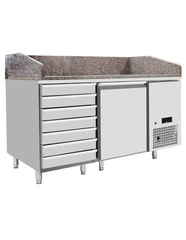 Refrigerated table -  N. 1 door - N. 7 drawers - cm 151 x 80 x 84 h