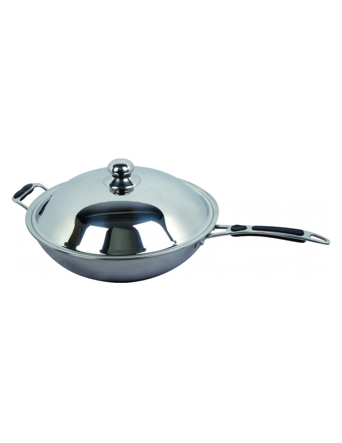Wok frying pan - ø mm 36 x 18 h - 3-layer material - Stainless steel handle