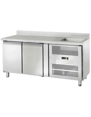 Refrigerated table - N.2 doors - Alzatina - Lavello - cm 151 x 70 x 96 h