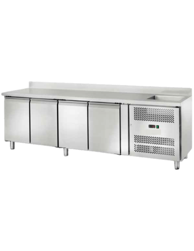 Refrigerated table - N.4 doors - Alzatina - Lavello - cm 250 x 70 x 96 h
