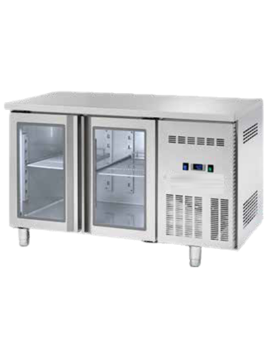 Refrigerated table - N.2 glass doors - cm 135 x 70 x 85 h