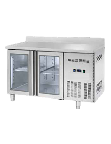 Refrigerated table - N.2 glass doors - Alzatina - cm 135 x 70 x 95 h