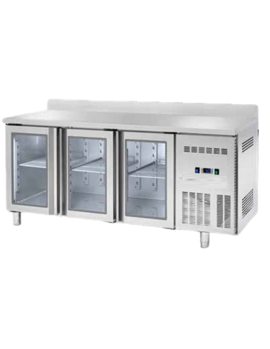 Refrigerated table - N.3 glass doors - Alzatina - cm 180 x 70 x 95 h