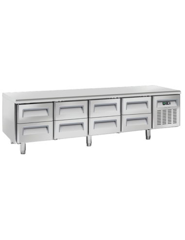 Refrigerated table - N.8 drawers - cm 223.9 x 70 x 65 h