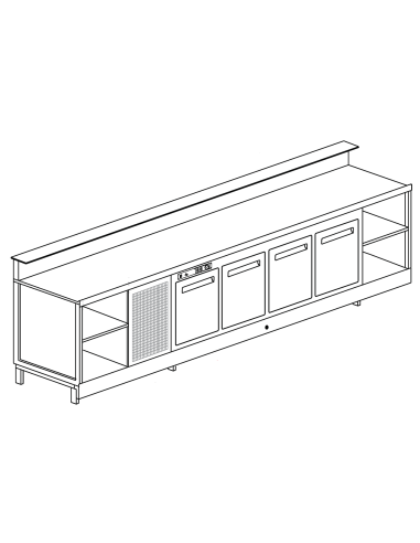 Banco bar - Linear - Refrigerated - N.4 doors + 2 rooms - cm 350 x 68.8 x 113.1 h