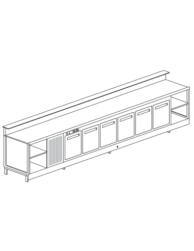 Banco bar - Linear - Refrigerated - N.6 doors + 2 rooms - cm 450 x 68.8 x 113.1 h