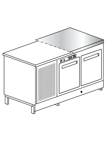 Banco bar - Refrigerato - N. 2 porte - Piano inox - cm 150 x 68.8 x 95.1 h