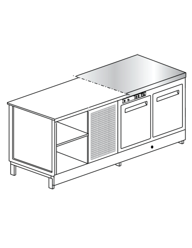 Banco bar - Refrigerato - N. 2 porte + 1 vano - Piano inox - cm 200 x 68.8 x 95.1 h