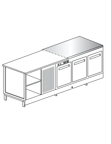 Banco bar - Refrigerated - N. 3 doors + 1 compartment - Stainless steel - cm 250 x 68.8 x 95.1 h
