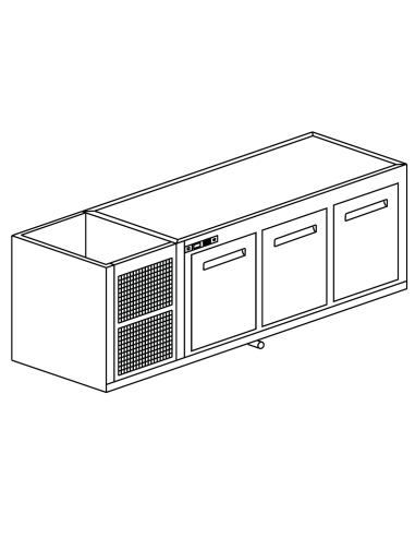 Recessed hood - Refrigerated - N. 3 doors - cm 200 x 53.5 x 77 h