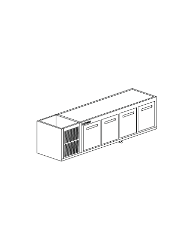 Recessed hood - Refrigerated - N. 4 doors - cm 250 x 53.5 x 77 h