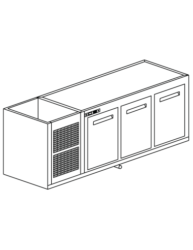 Recessed hood - Refrigerated - N.3 doors - cm 200 x 53.5 x 85 h