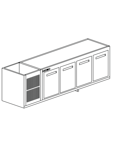 Cella da incasso - Refrigerata - N.4 porte - cm 250 x 53.5 x 85 h