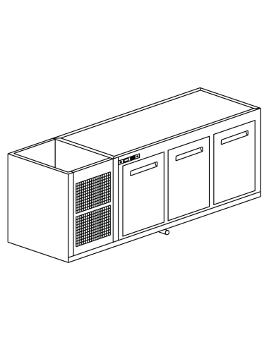 Recessed hood - Negative Refrigerate - N. 3 doors - cm 200 x 53.5 x 85 h