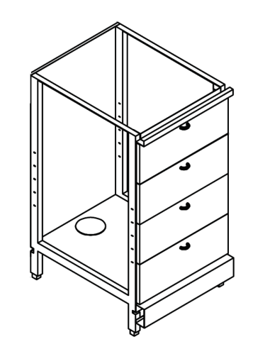 Retro base neutra - N. 4 drawers - cm 50 x 39.6/54.6/64.1 x 100 h
