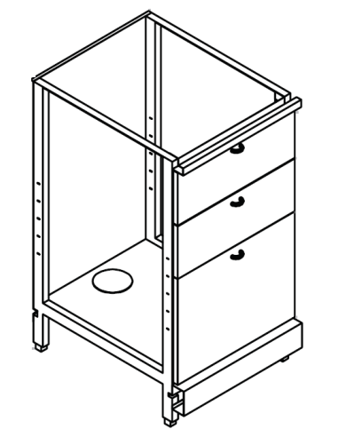 Retro base neutra - N. 3 drawers - cm 50 x 54.6/64.1 x 100 h