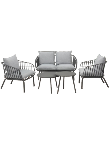 Set - Armchair - Sofa - N.2 tables - Painted metal