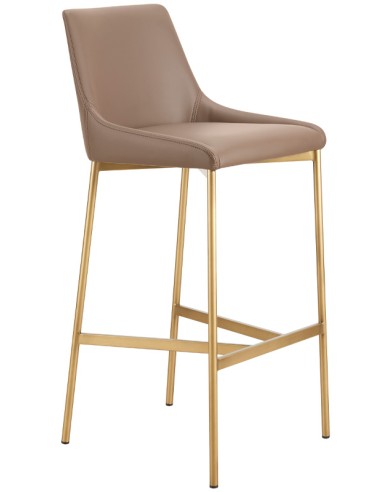 Stool - Metal satin brass - Seat and back padded - cm 40 x 40 x 102 h