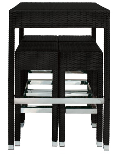 Tavolo con 4 sgabelli - Piattina di polietilene - Piano in vetro - cm 77 x 77 x 110 h