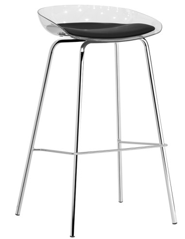 Stool - Chrome metal - Polycarbonate seat - cm 37 x 39 x 84 h