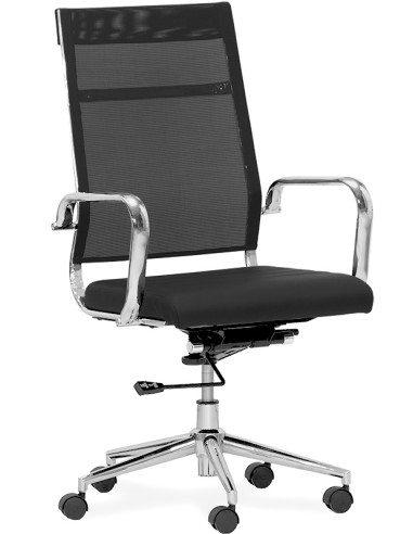 Office Chair - Chrome Metal - Padded Seat - Textilene Back - cm 51 x 45 x 102/108h