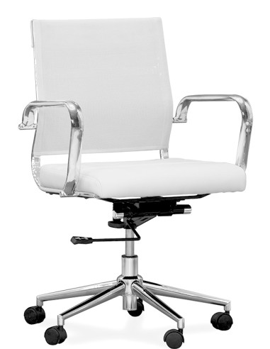 Sedia da ufficio - Metallo cromato - Seduta imbottita - Schienale in textilene - cm 51 x 45 x 93/87h