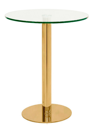 Table - Brass stainless steel - Tempered glass top - cm Ø 60 x 75 h