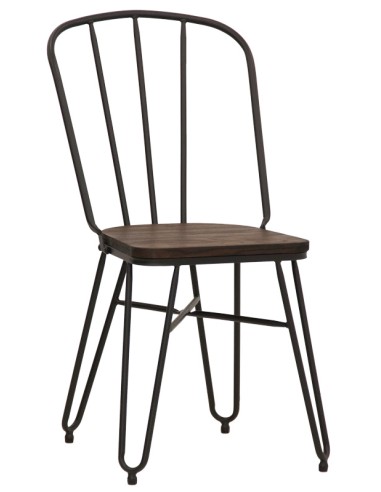 Chair - Painted metal - Wooden seat - cm 36 x 36 x 86 h