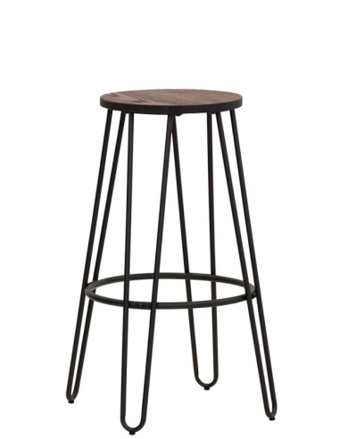 Sgabello - Metallo verniciato - Seduta in legno - cm Ø 33 x  74.5 h