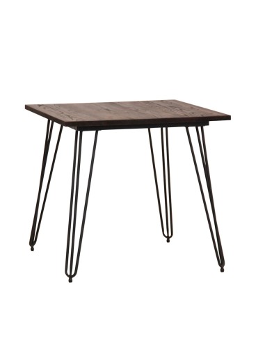 Tavolo - Metallo verniciato - Piano in legno d'olmo - cm 80 x 80 x 75 h